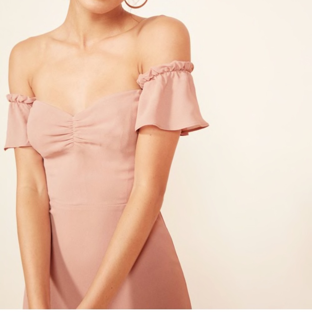 Reformation Butterfly Midi Dress in Champagne